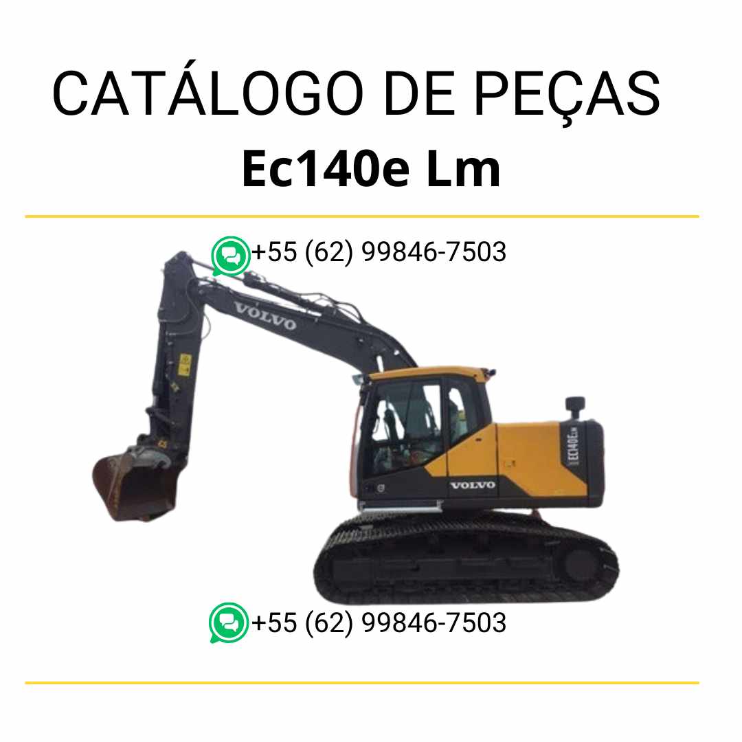 Catálogo de peças em PDF da escavadeira Volvo EC140E LM, com diagramas técnicos detalhados em português do Brasil para manutenção eficiente e identificação de componentes.