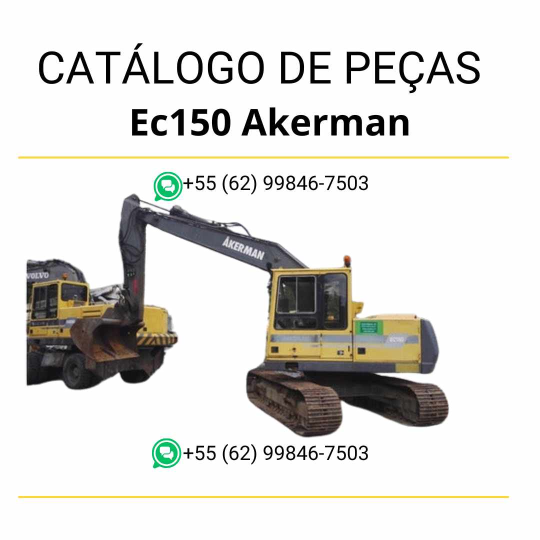 Catálogo de peças em PDF da escavadeira Volvo EC150 Akerman, com diagramas técnicos completos em português do Brasil para manutenção e identificação eficiente de componentes.