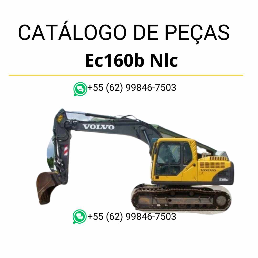 Catálogo de peças em PDF da escavadeira Volvo EC160B NLC, com diagramas técnicos completos em português do Brasil para suporte à manutenção e identificação de componentes.