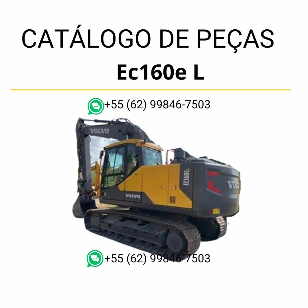 Catálogo de peças Volvo EC160E L em PDF, com diagramas detalhados e códigos de componentes, conteúdo em português.