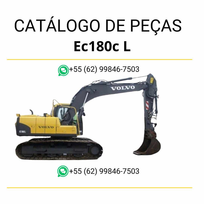 Catálogo em PDF das peças da escavadeira Volvo EC180C L, com diagramas e listas técnicas em português para manutenção completa.
