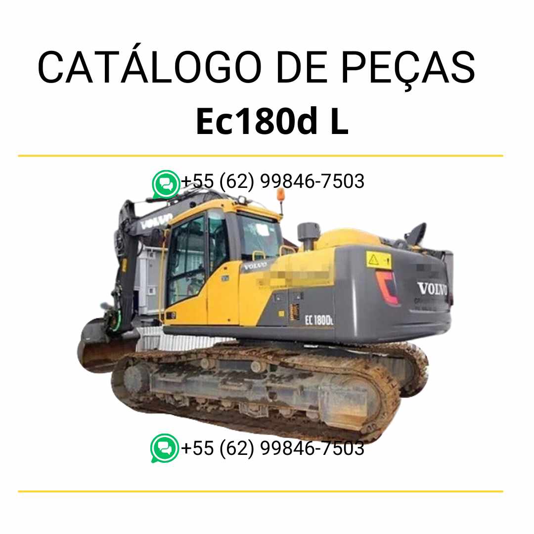Catálogo de peças PDF da escavadeira Volvo EC180D L em português, com códigos, diagramas e listas detalhadas para reposição técnica.