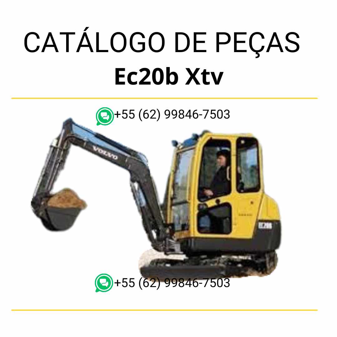 Catálogo de peças em PDF para escavadeira compacta Volvo EC20B XTV, com diagramas técnicos em português para manutenção detalhada e identificação de componentes.