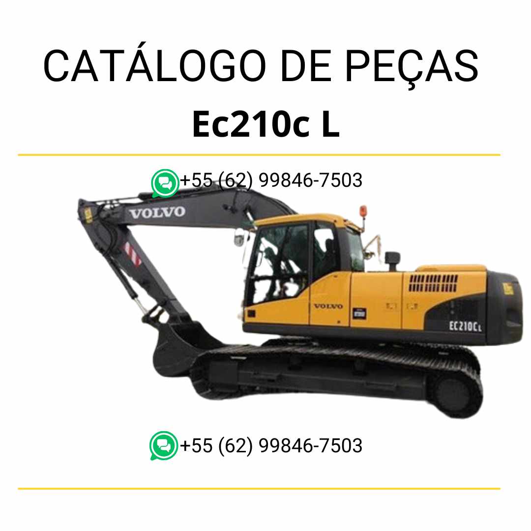 Catálogo de peças PDF da escavadeira Volvo EC210C L, com listas detalhadas, diagramas técnicos e conteúdo em português.
