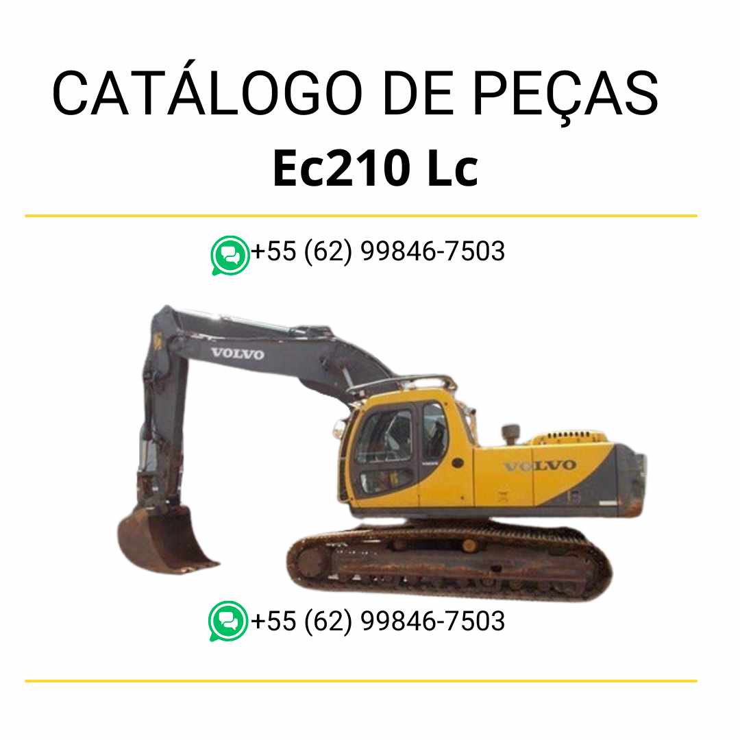Catálogo de peças PDF para escavadeira Volvo EC210LC, com diagramas detalhados e códigos em português para manutenção eficiente.