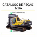 Catálogo de peças da escavadeira Volvo EC210 em PDF, com listas de componentes e diagramas técnicos em português.