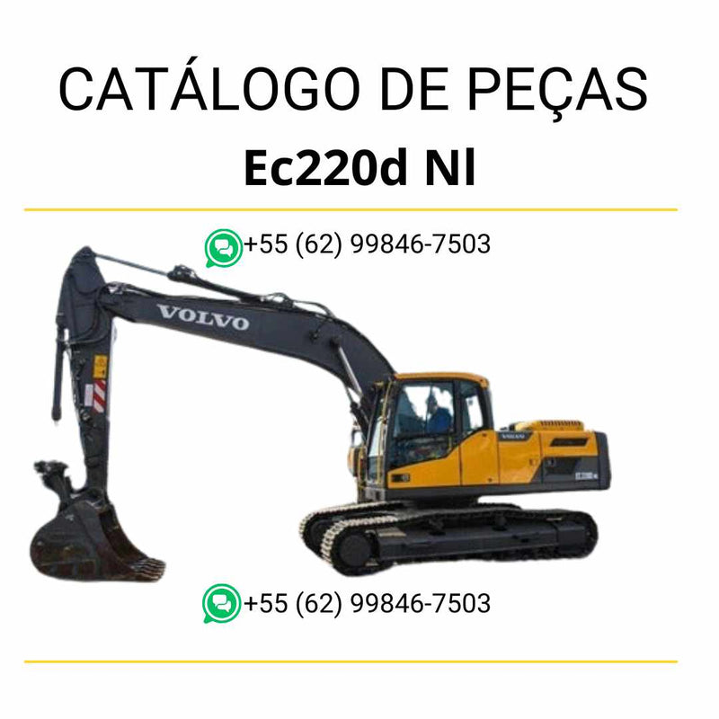 Catálogo de peças em PDF para escavadeira Volvo EC220D NL, com conteúdo completo em português do Brasil e diagramas técnicos detalhados para manutenção.