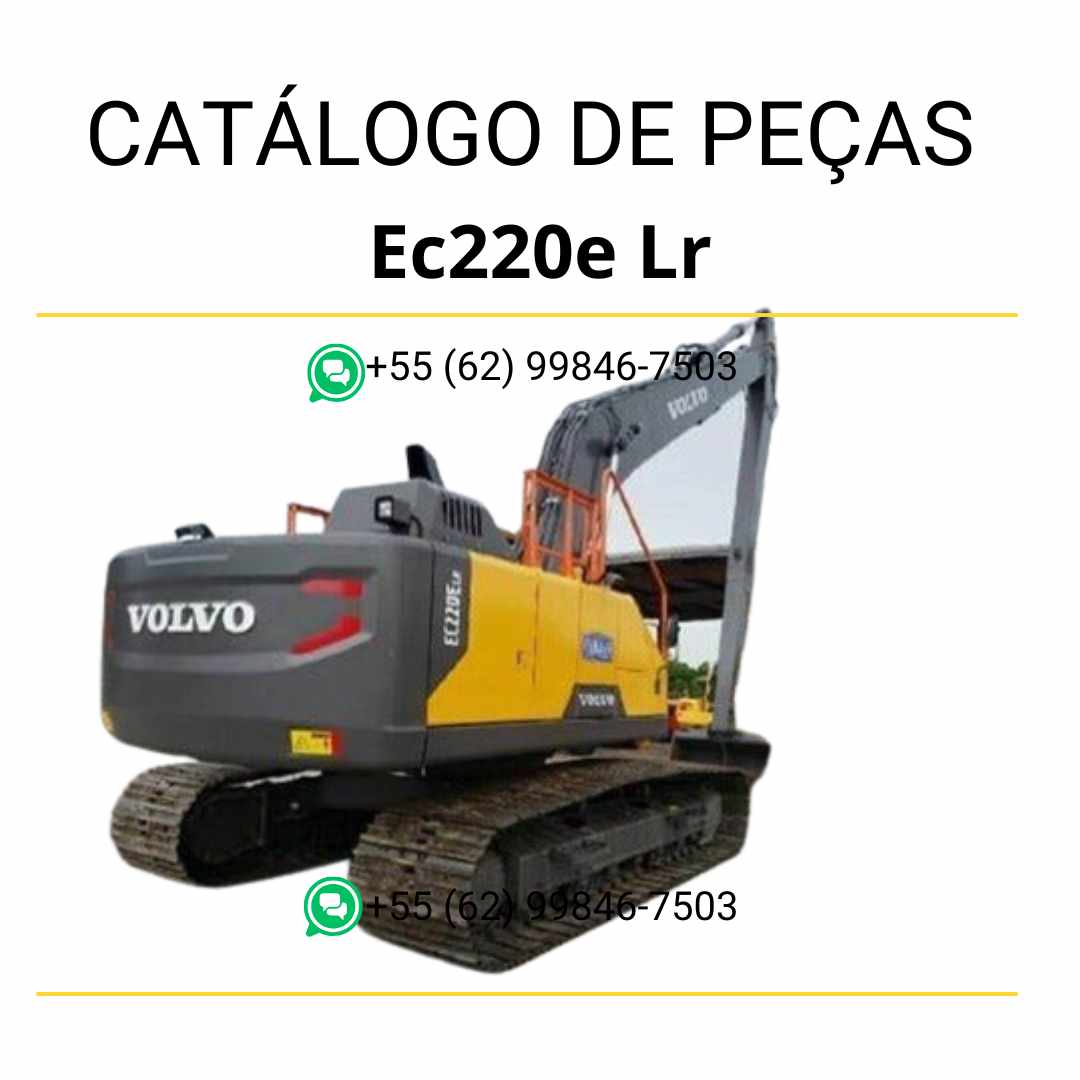 Catálogo PDF de peças para escavadeira Volvo EC220E LR, com listas detalhadas e diagramas técnicos em português.