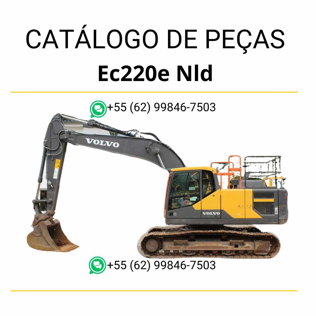 Catálogo de peças em PDF da escavadeira Volvo EC220E NLD, em português, com diagramas técnicos e códigos detalhados para manutenção