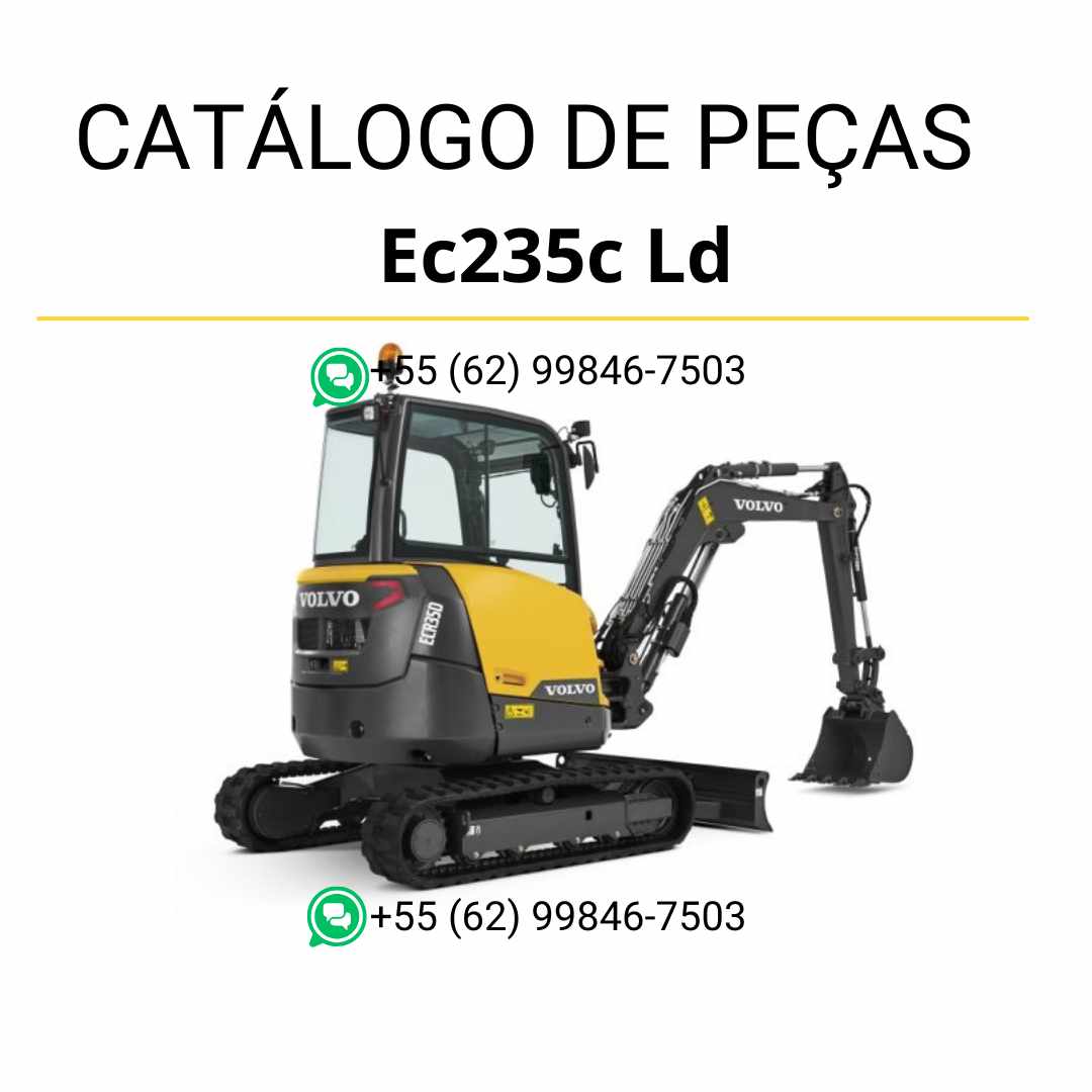 Catálogo de peças em PDF da escavadeira Volvo EC235C LD, em português, com diagramas técnicos e códigos completos para manutenção