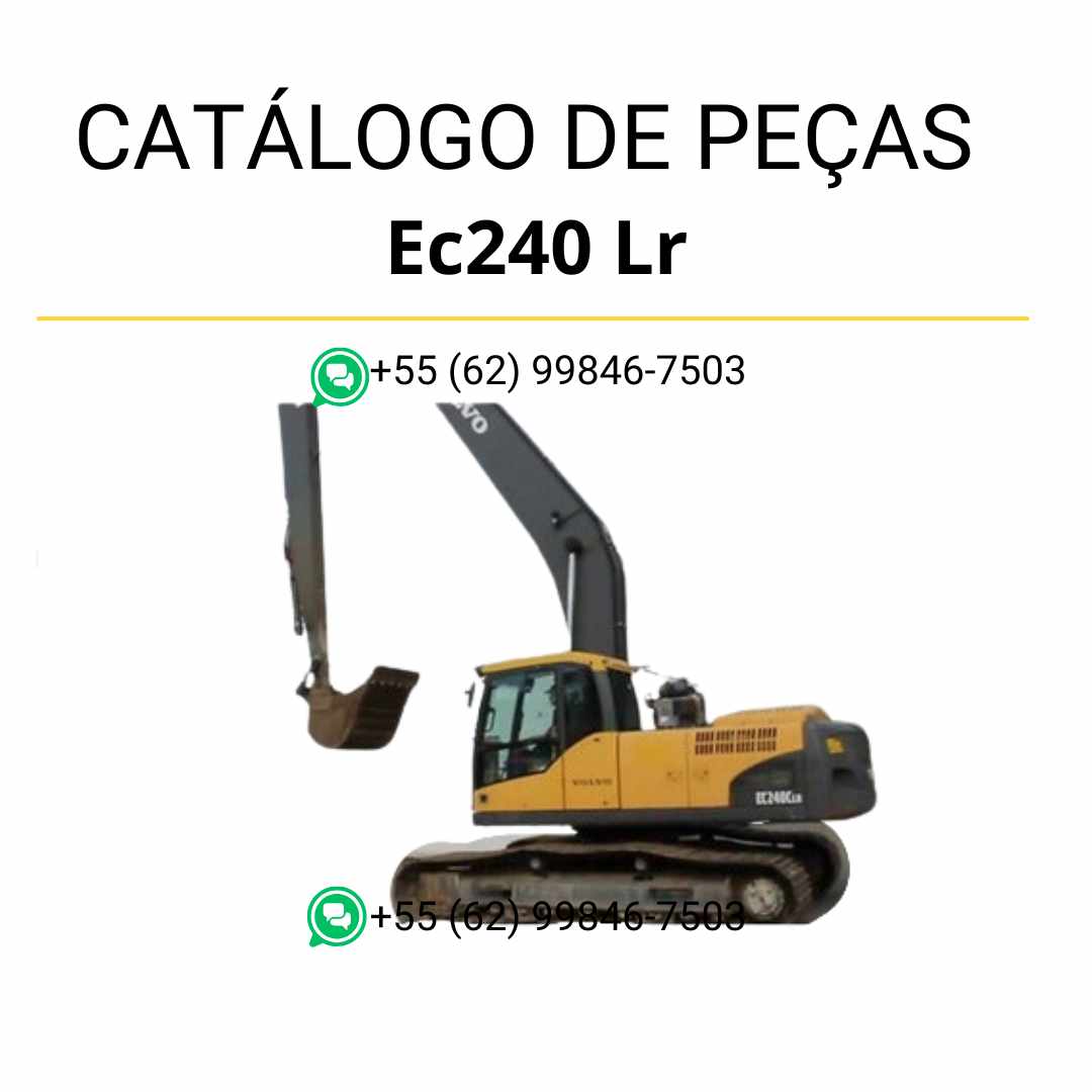 Catálogo de peças em PDF da escavadeira Volvo EC240 LR, em português, com diagramas detalhados e códigos de componentes