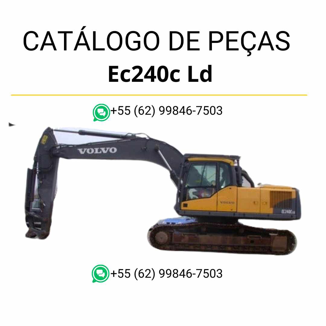Catálogo PDF de peças da escavadeira Volvo EC240C LD em português, com diagramas técnicos e códigos detalhados para manutenção eficiente