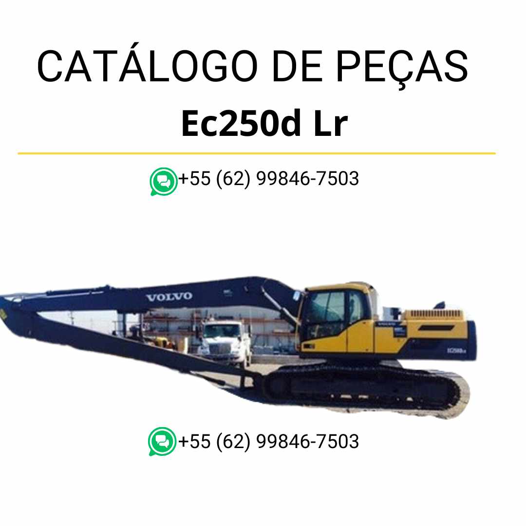Catálogo de peças em PDF da escavadeira Volvo EC250D LR, com conteúdo em português e diagramas detalhados para manutenção e reposição