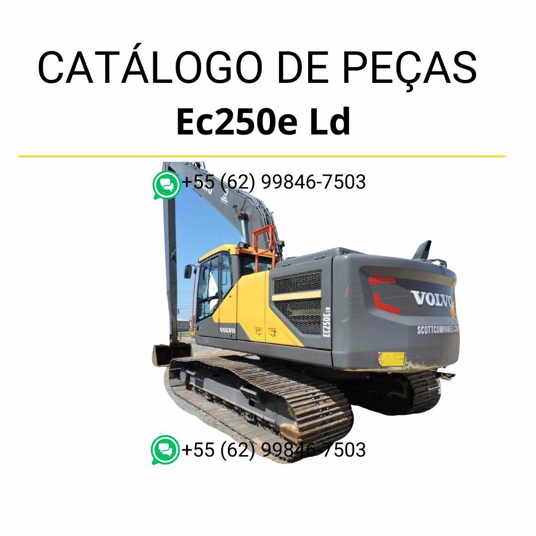 Catálogo PDF de peças da escavadeira Volvo EC250E LD, com conteúdo em português e diagramas técnicos para manutenção e identificação precisa11