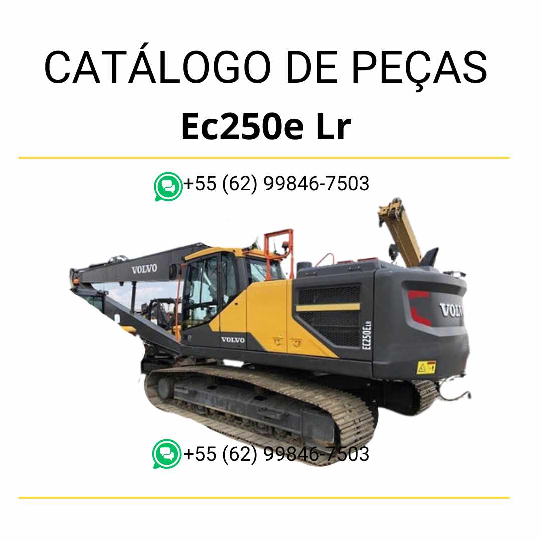 Catálogo de peças em PDF da escavadeira Volvo EC250E LR, com conteúdo técnico em português e diagramas detalhados para manutenção eficaz.