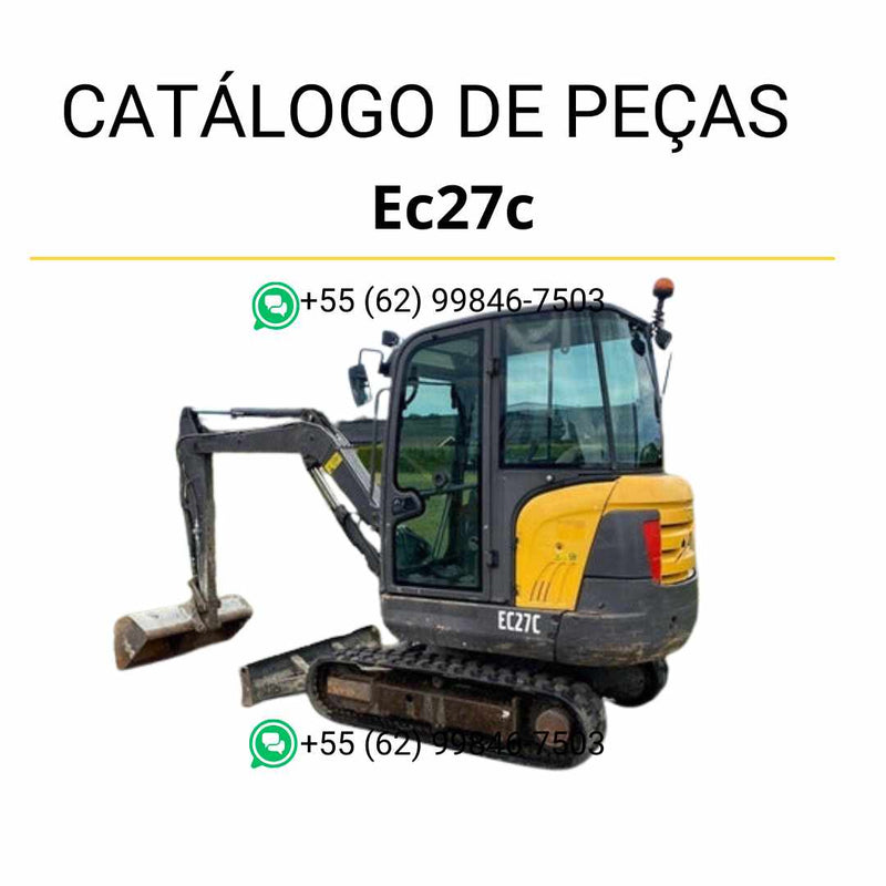 Catálogo de peças em PDF da escavadeira compacta Volvo EC27C, com diagramas técnicos completos em português para manutenção detalhada e reposição de componentes.