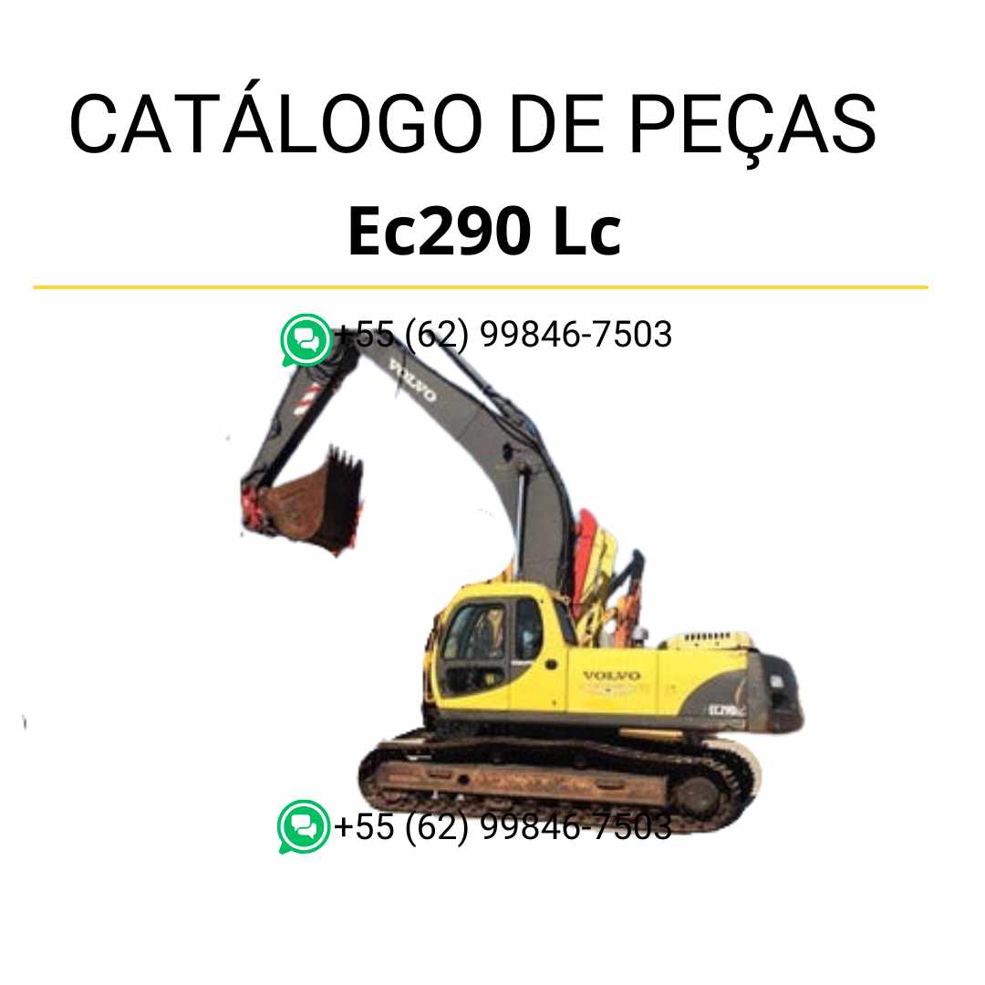 Catálogo PDF de peças da escavadeira Volvo EC290 LC, em português, com diagramas detalhados e códigos para manutenção e reposição de componentes.