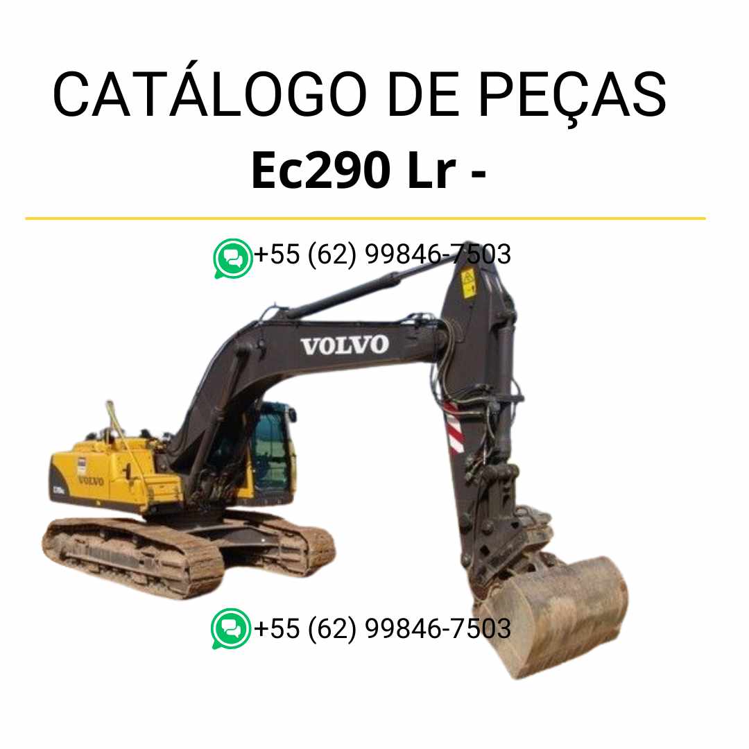 Catálogo de peças em PDF da escavadeira Volvo EC290 LR, com conteúdo técnico em português para manutenção e identificação de componentes originais.