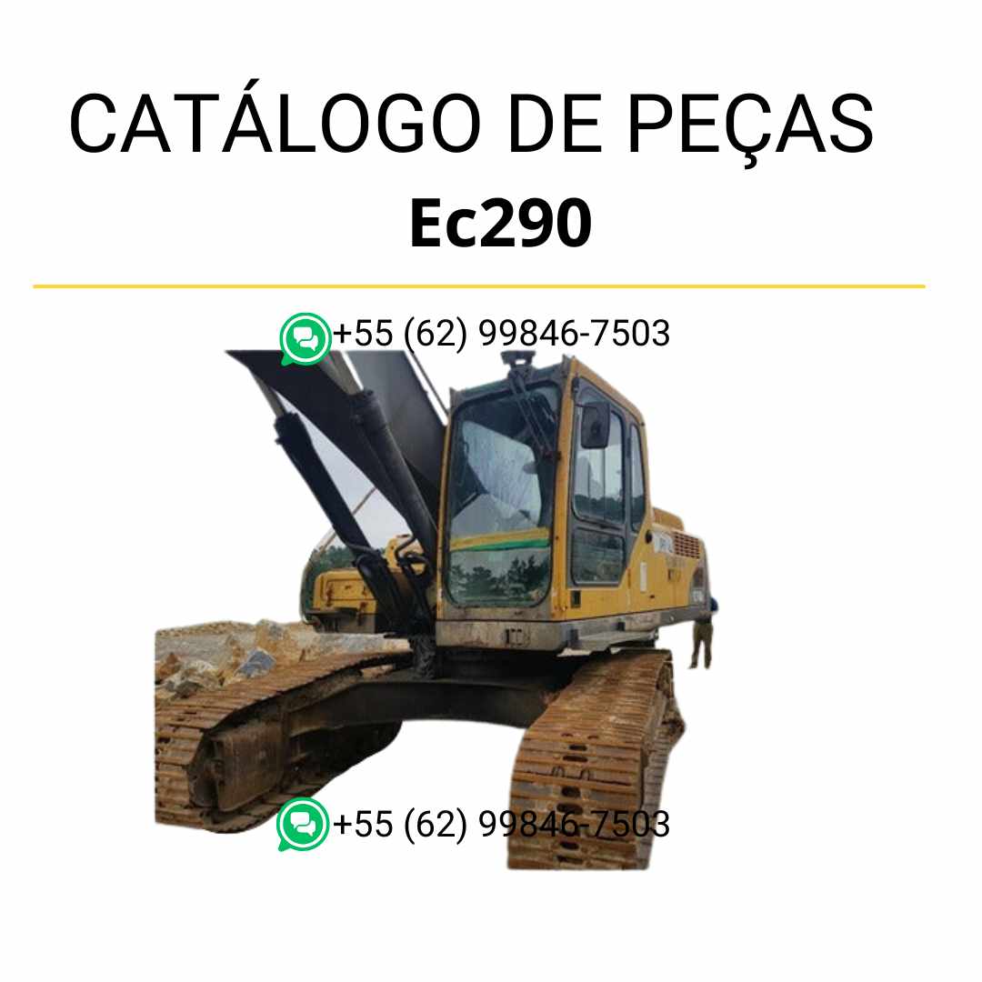 Catálogo de peças da escavadeira Volvo EC290 em PDF, com conteúdo em português e diagramas completos para manutenção e identificação de peças.