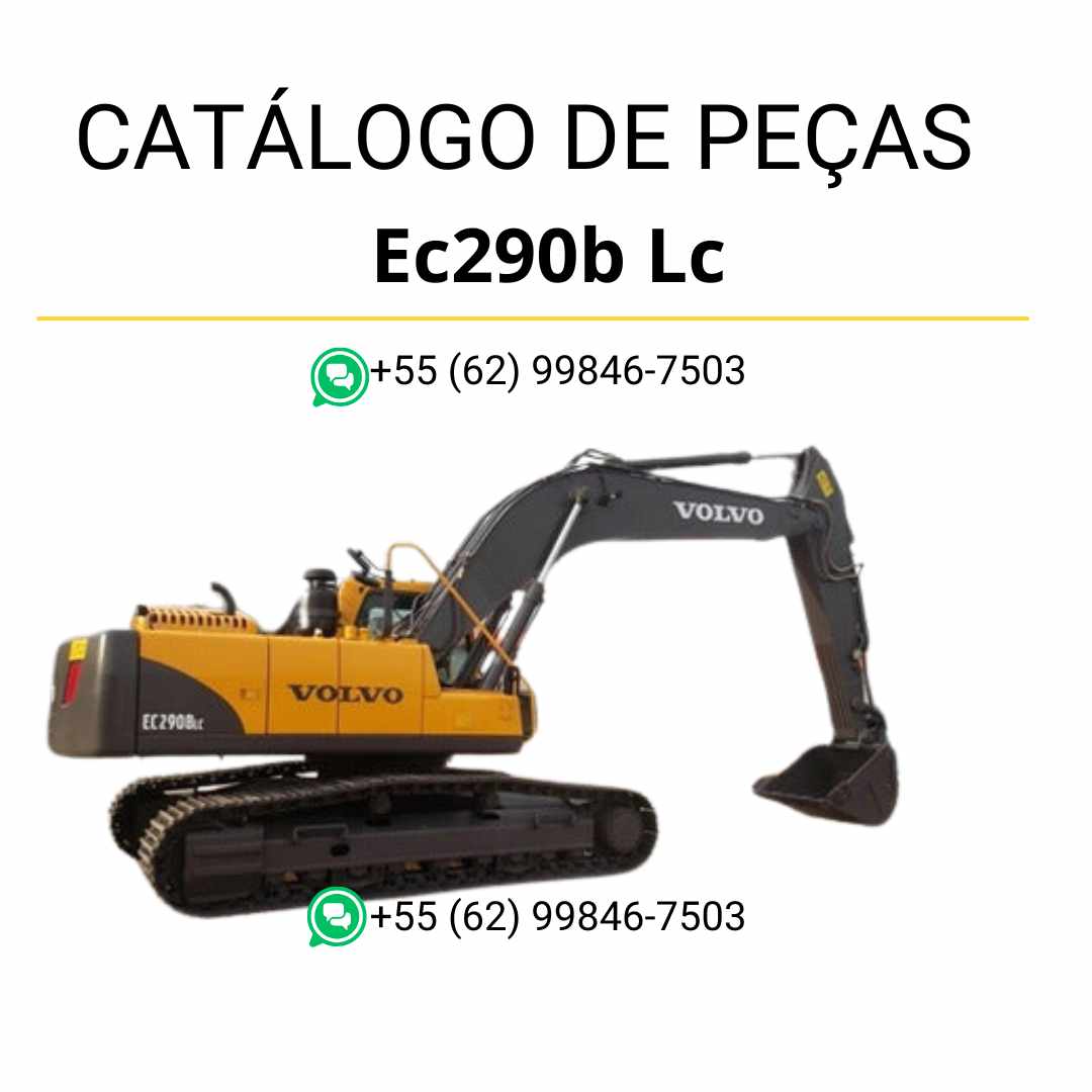 Catálogo PDF de peças da escavadeira Volvo EC290B LC, com diagramas técnicos em português para manutenção e identificação precisa de componentes.