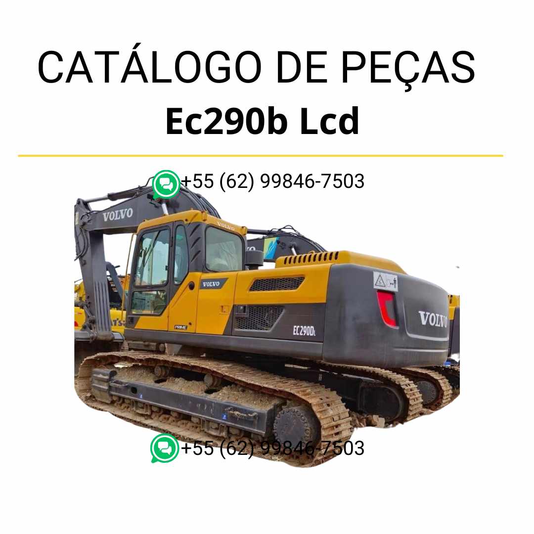 Catálogo de peças em PDF da escavadeira Volvo EC290B LCD, com conteúdo técnico em português e diagramas completos para manutenção e reparos.