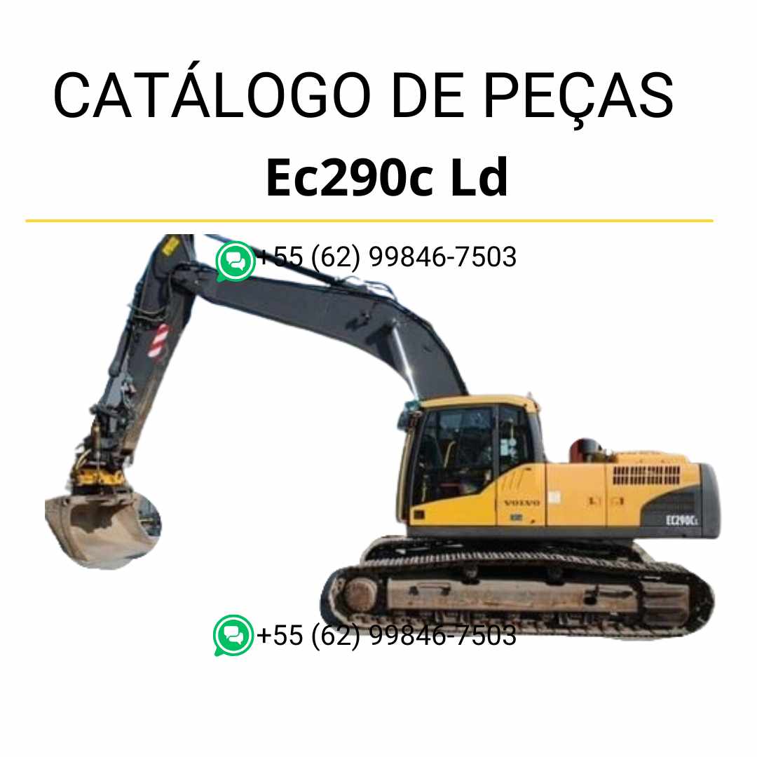 Catálogo de peças em PDF da escavadeira Volvo EC290C LD, com diagramas técnicos em português para identificação e manutenção de componentes originais.