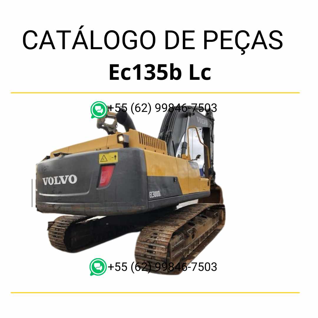 Catálogo de peças em PDF da escavadeira Volvo EC300D L, com conteúdo técnico em português e diagramas detalhados para manutenção e identificação.