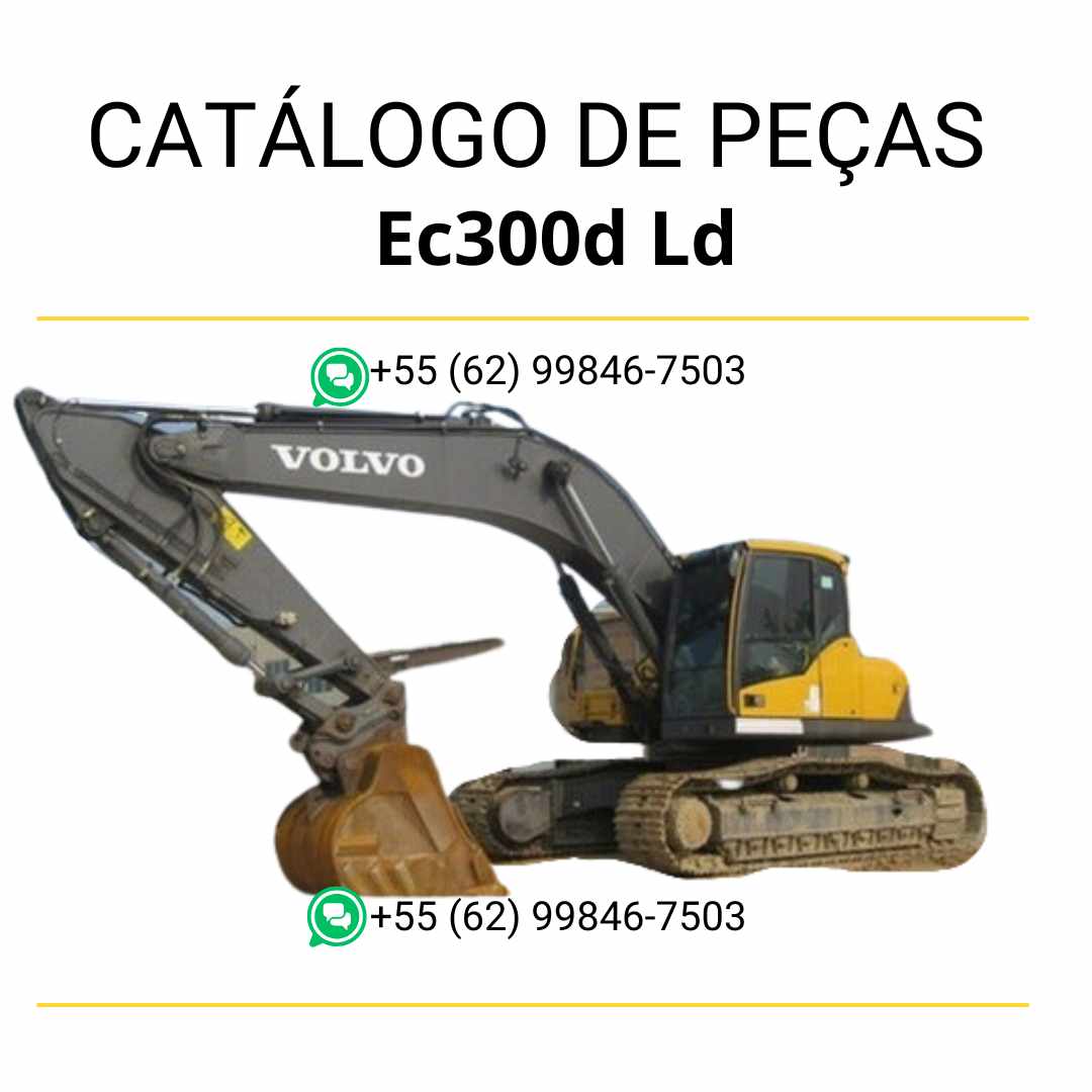 Catálogo de peças em PDF da escavadeira Volvo EC300D LD, com conteúdo técnico em português e diagramas detalhados para reposição e manutenção eficiente.