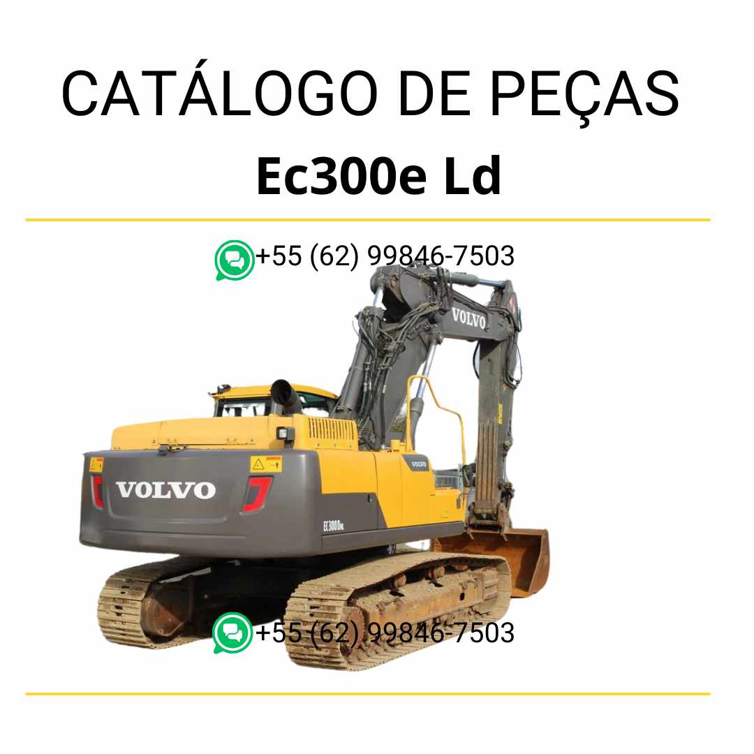 Catálogo de peças da escavadeira Volvo EC300E LD em PDF, com diagramas completos e conteúdo técnico em português para manutenção e identificação precisa.