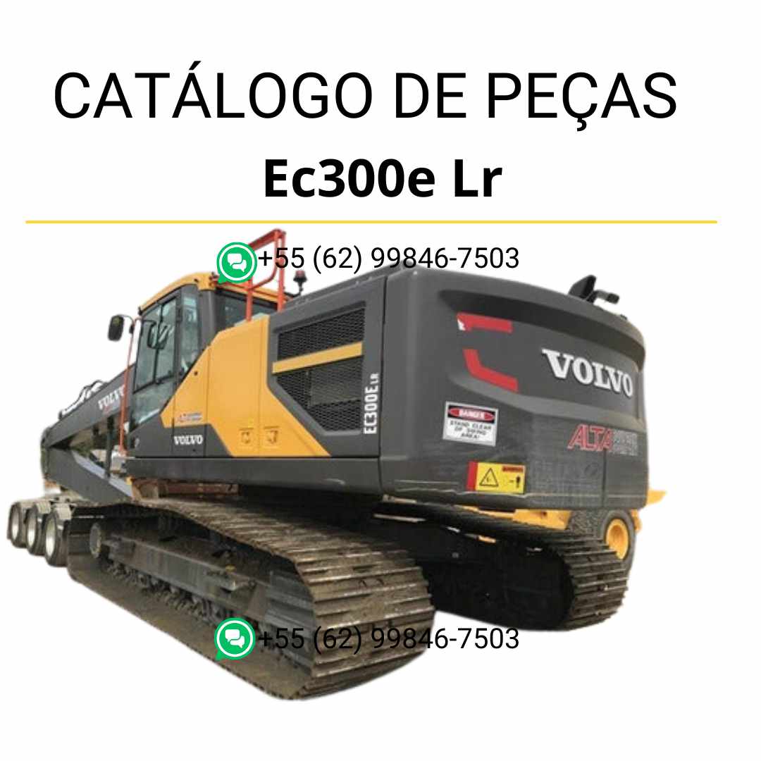 Catálogo de peças em PDF da escavadeira Volvo EC300E LR, com conteúdo técnico em português e diagramas detalhados para manutenção e reposição.