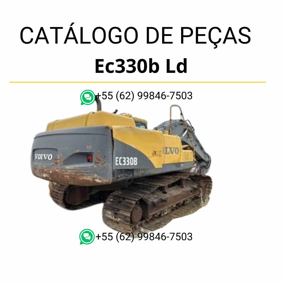 Catálogo de peças em PDF da escavadeira Volvo EC330B LD, com conteúdo técnico em português e diagramas detalhados para manutenção e identificação de componentes.
