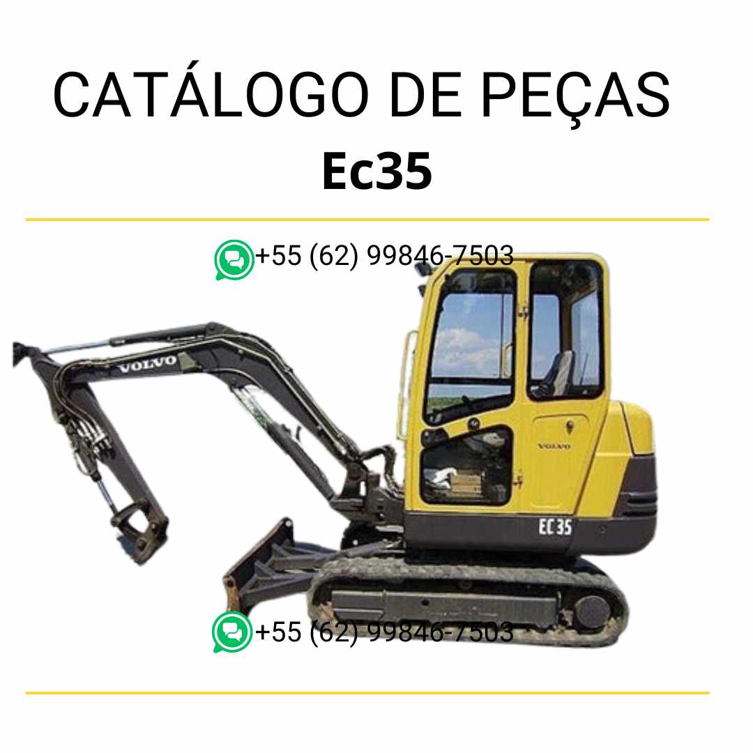 Catálogo de peças em PDF da escavadeira compacta Volvo EC35, com diagramas técnicos detalhados em português para manutenção e identificação eficiente de componentes.