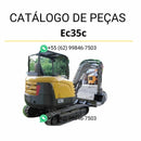 Catálogo de peças em PDF da escavadeira compacta Volvo EC35C, com conteúdo técnico ilustrado em português para manutenção e identificação de componentes.