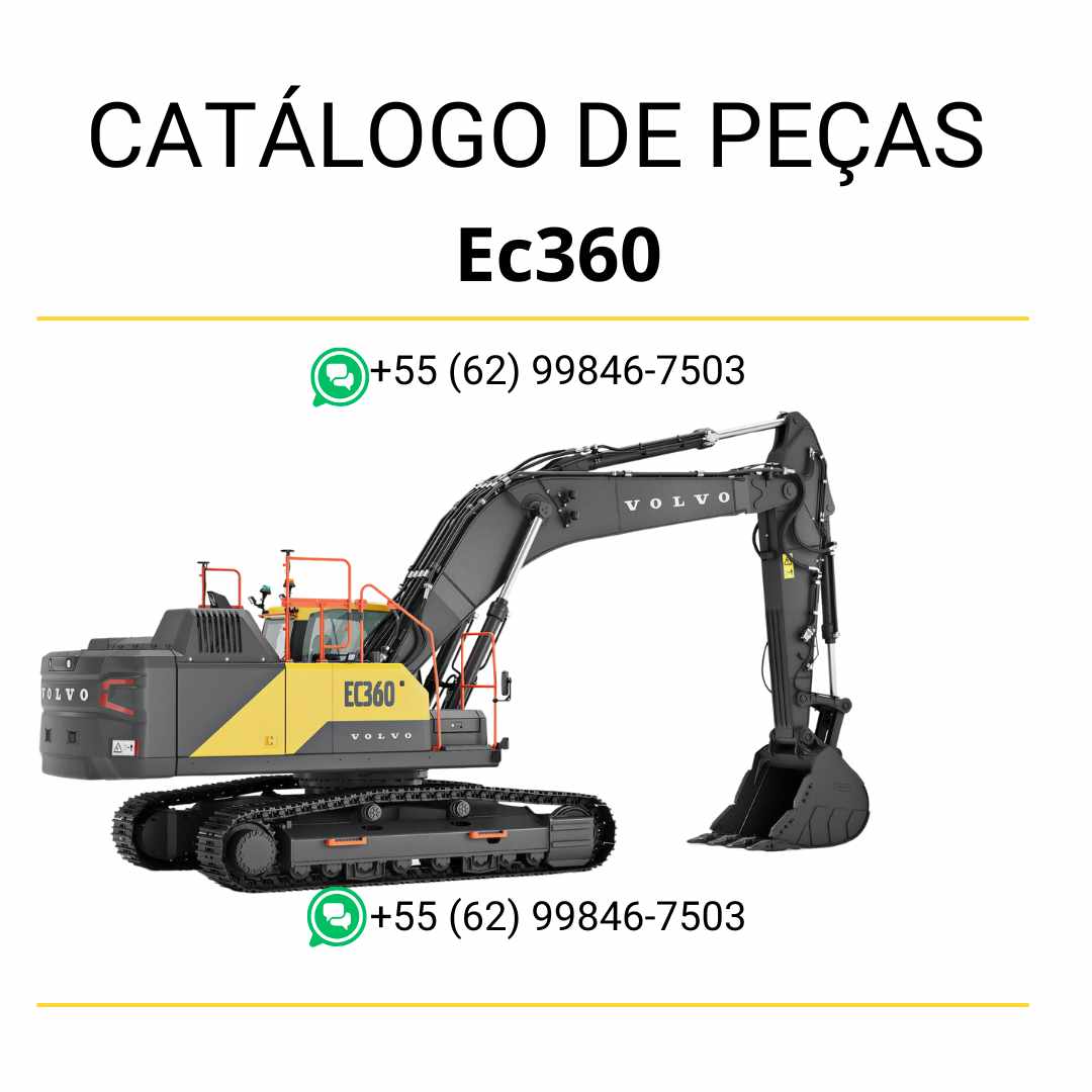 Catálogo de peças em PDF da escavadeira Volvo EC360 em português, com diagramas técnicos e códigos completos para manutenção e reposição