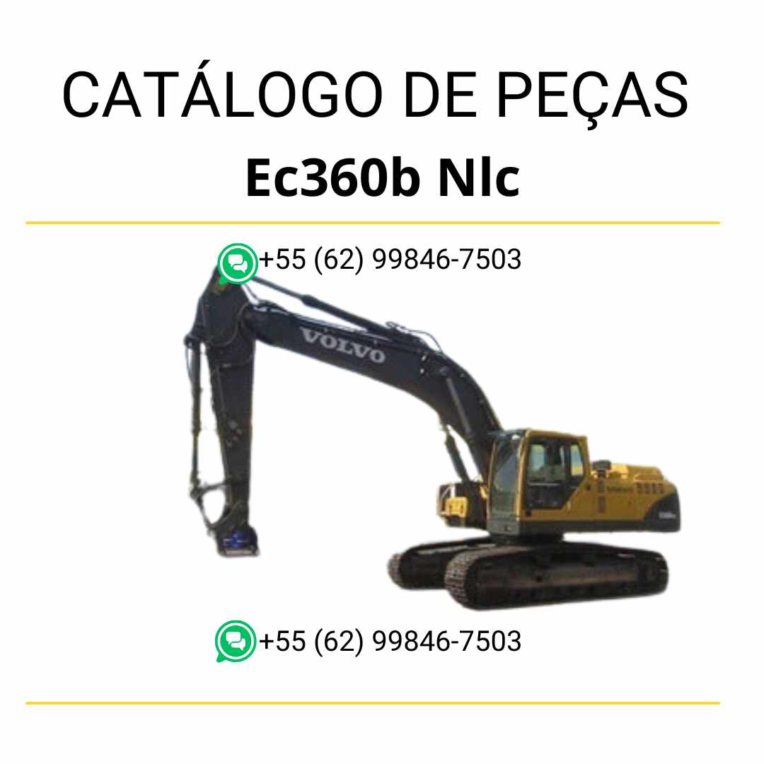 Catálogo de peças em PDF da escavadeira Volvo EC360B NLC, com conteúdo técnico em português e diagramas completos para reposição e manutenção de componentes.