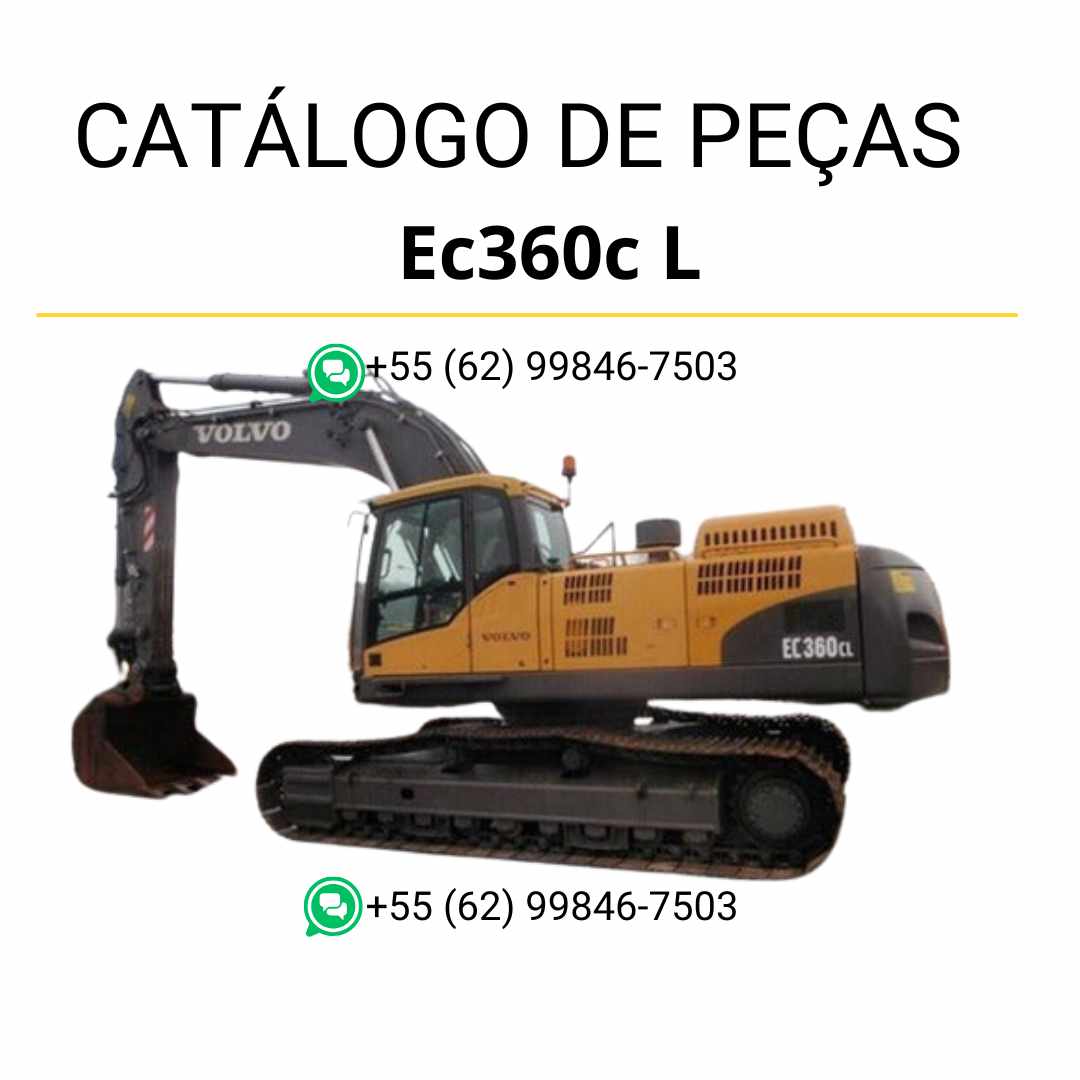 Catálogo de peças em PDF da escavadeira Volvo EC360C L, com conteúdo técnico em português e diagramas detalhados para manutenção e substituição de componentes.