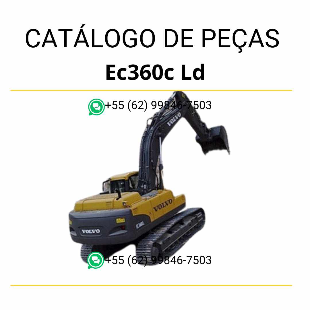 Catálogo de peças em PDF da escavadeira Volvo EC360C LD, com conteúdo técnico em português e diagramas completos para manutenção e identificação de componentes.