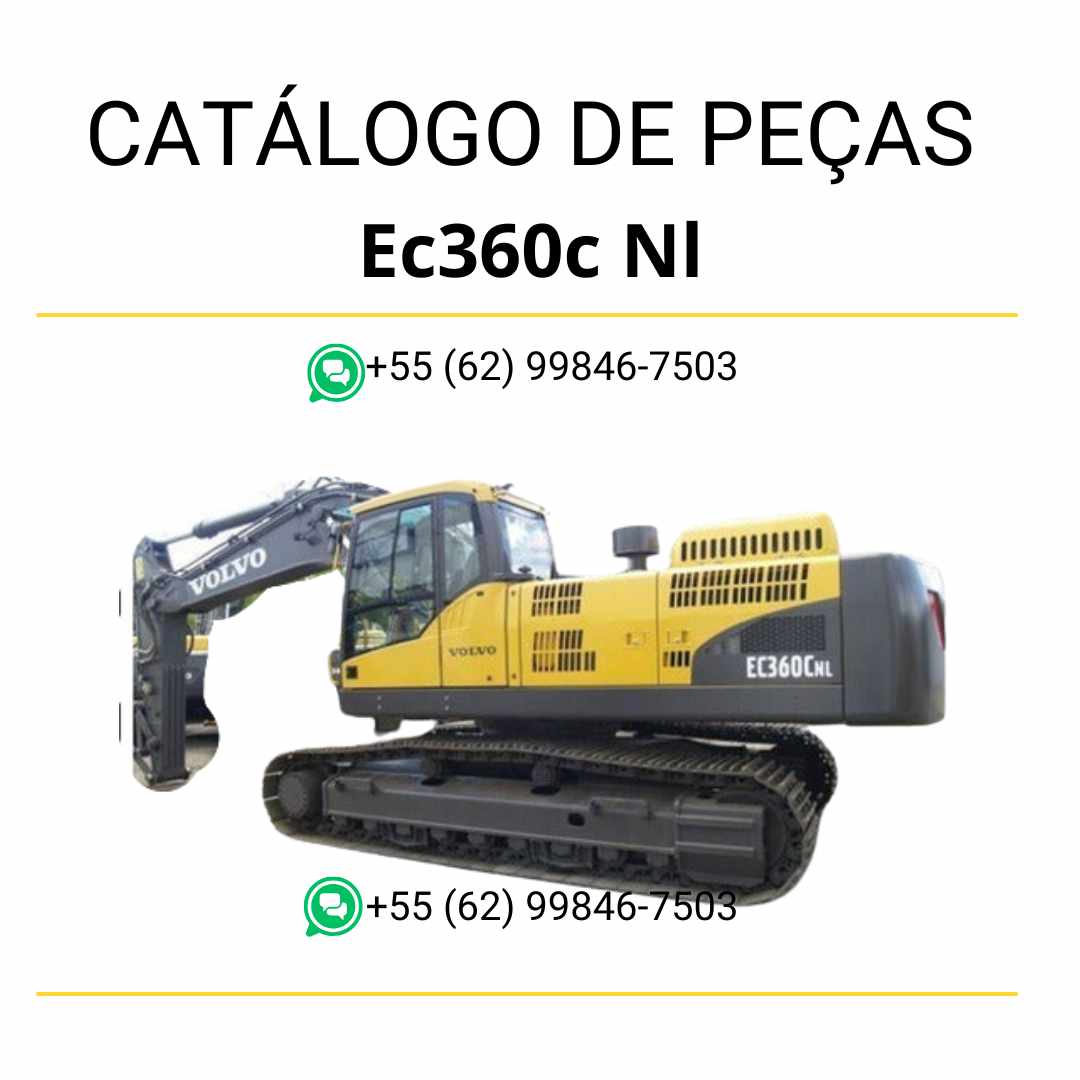 Catálogo PDF de peças da escavadeira Volvo EC360C NL, com conteúdo técnico em português e diagramas detalhados para manutenção e identificação de peças.