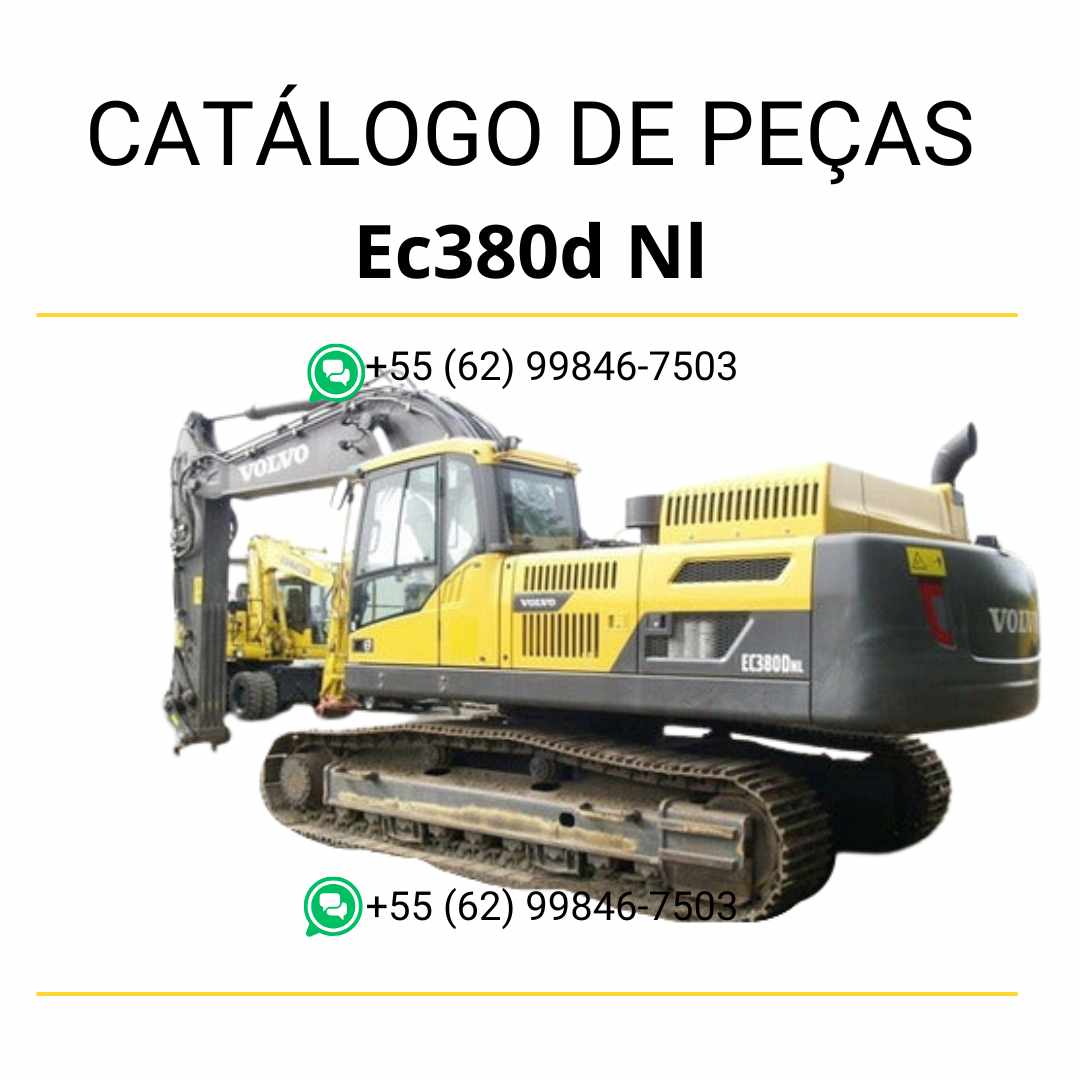 Catálogo de peças em PDF da escavadeira Volvo EC380D L, com conteúdo técnico em português e diagramas detalhados para manutenção e identificação de componentes.