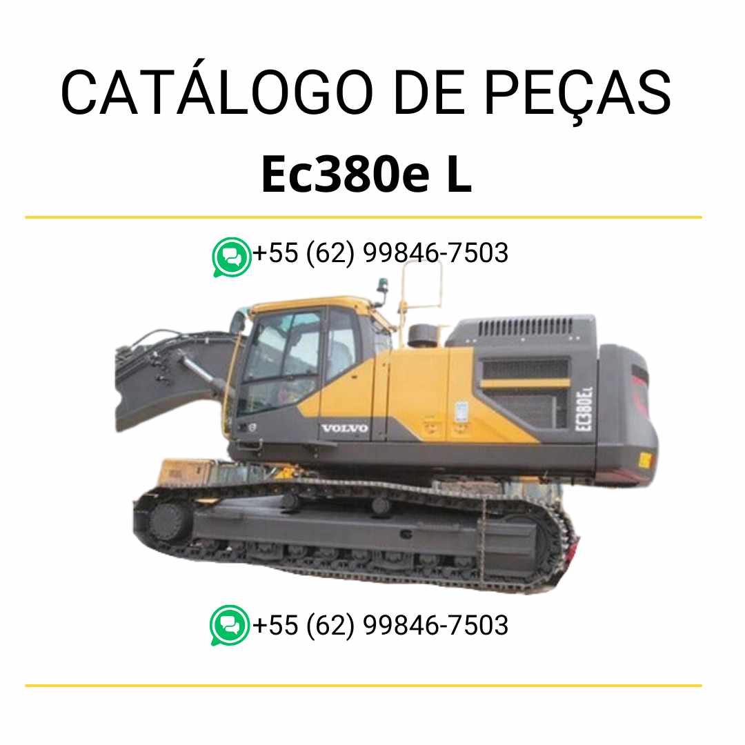 Catálogo PDF de peças da escavadeira Volvo EC380E L, com conteúdo técnico em português e diagramas detalhados para manutenção e identificação de componentes.