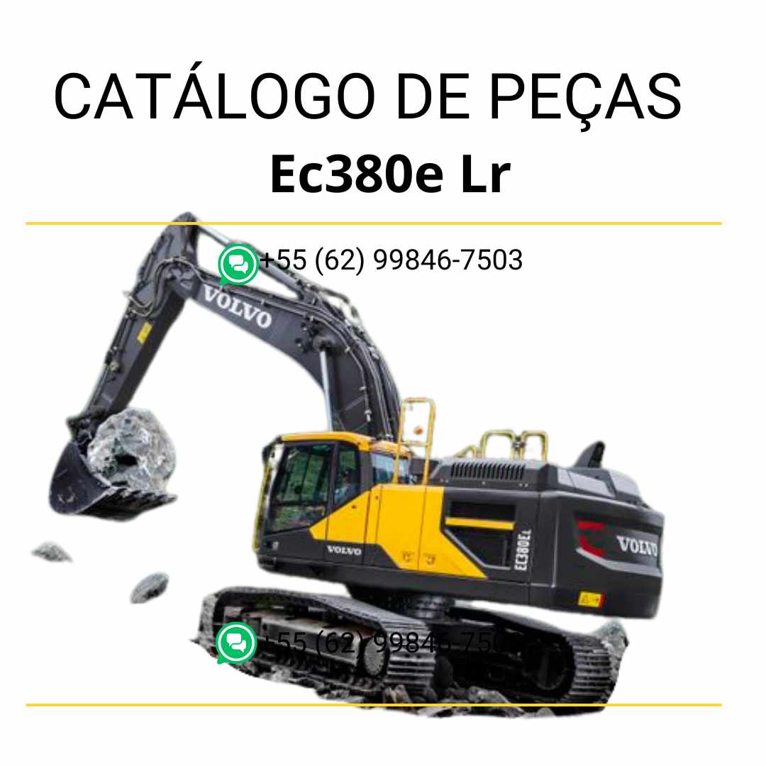 Catálogo de peças da escavadeira Volvo EC380E LR em PDF, com conteúdo técnico em português e diagramas detalhados para manutenção e reposição de componentes.