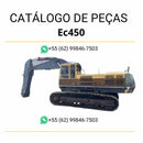 Catálogo de peças em PDF da escavadeira Volvo EC450, com conteúdo técnico em português e diagramas completos para manutenção e identificação de componentes.