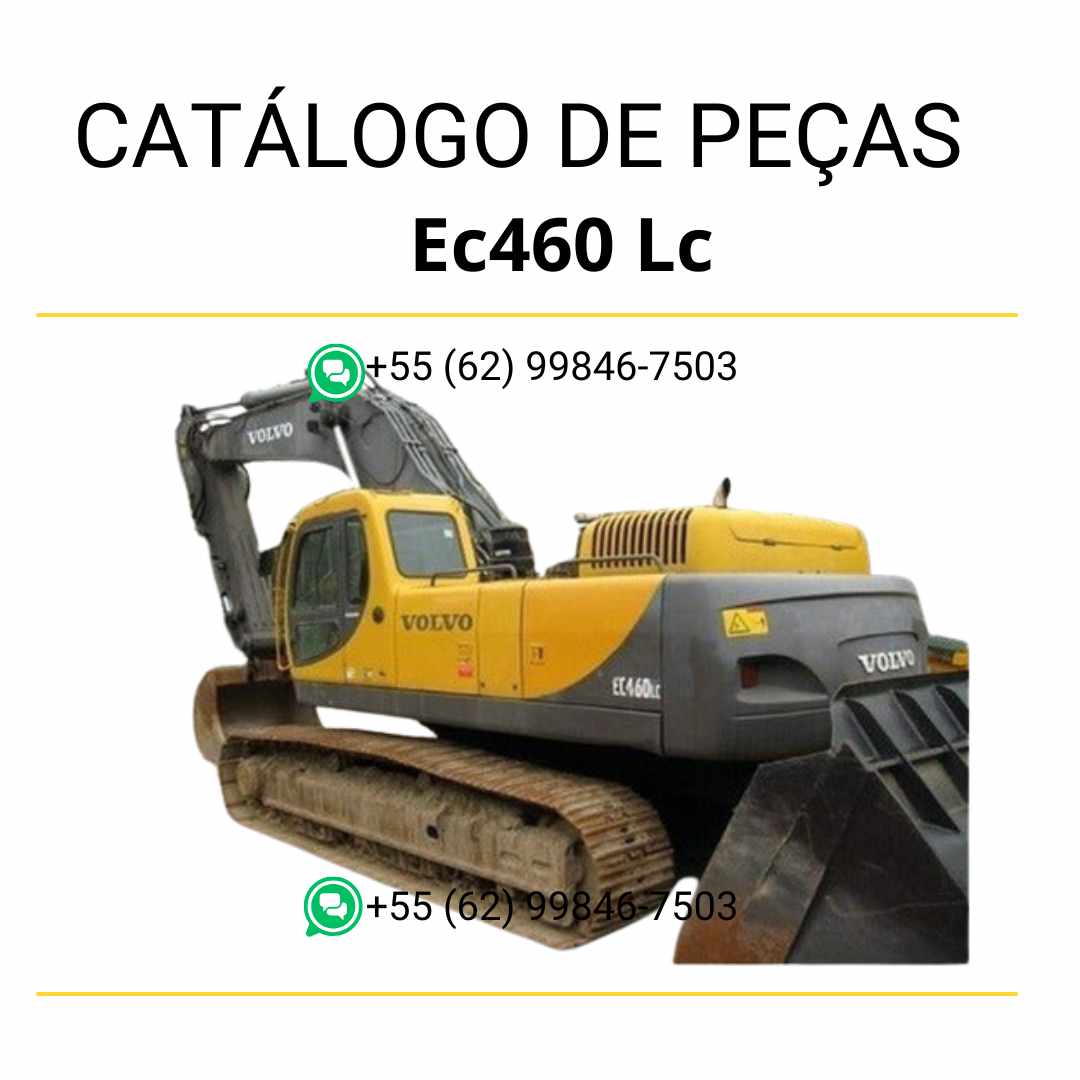 Catálogo de peças da escavadeira Volvo EC460 LC em PDF, com conteúdo técnico em português e diagramas completos para manutenção e identificação de componentes.