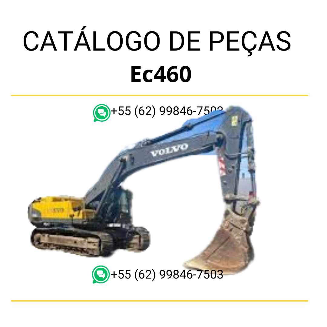 Catálogo de peças em PDF da escavadeira Volvo EC460 em português, com diagramas técnicos e códigos detalhados para manutenção e reparo