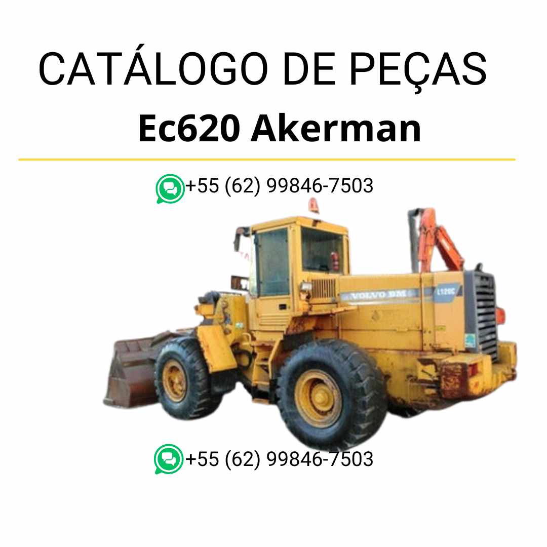 Catálogo de peças da escavadeira Volvo EC620 Akerman em PDF, com conteúdo técnico em português e diagramas detalhados para manutenção e identificação de componentes.