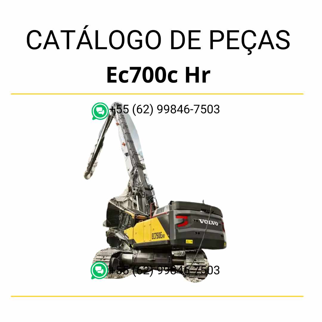 Catálogo de peças da escavadeira Volvo EC700C HR em PDF, com conteúdo técnico em português e diagramas completos para manutenção e substituição de componentes.
