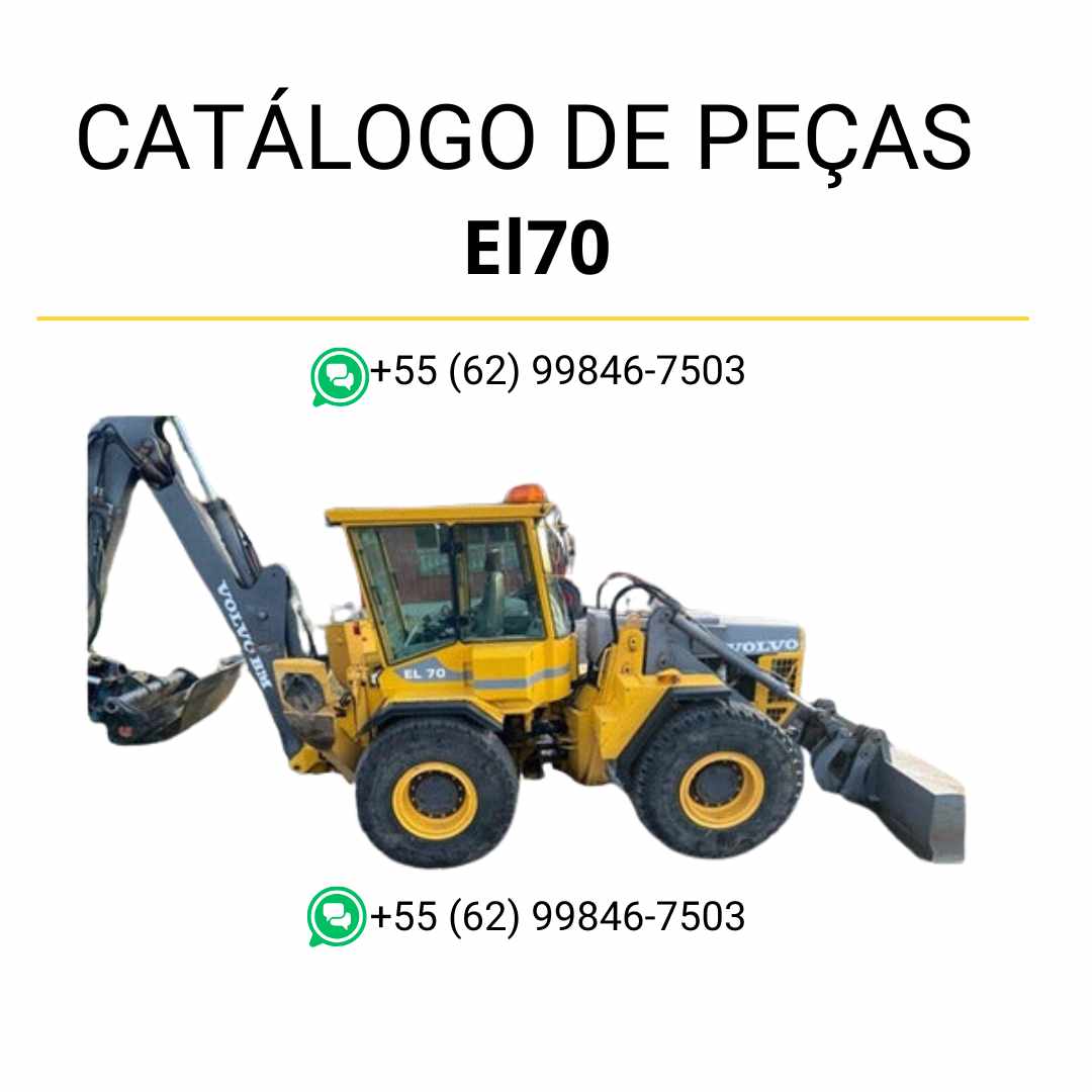 Catálogo de peças Volvo EL70 BM para retroescavadeira em PDF, idioma português, com listas, diagramas e códigos técnicos originais