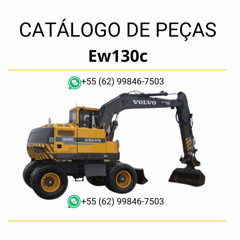Catálogo de peças em PDF da escavadeira Volvo EW130C em português, com diagramas técnicos e códigos completos para manutenção e reposição