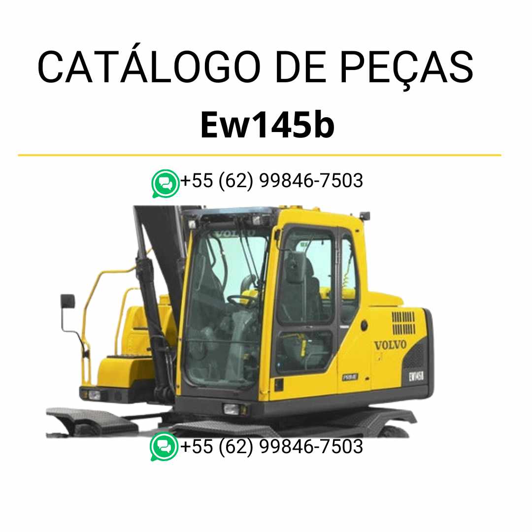 Catálogo de peças Volvo EW145B em PDF, com listas detalhadas, códigos e diagramas técnicos em português.