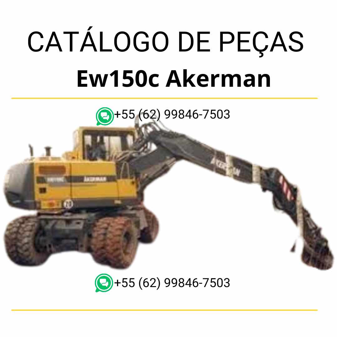 Catálogo de peças em PDF da escavadeira Volvo EW150C Akerman em português, com diagramas técnicos e códigos detalhados para manutenção